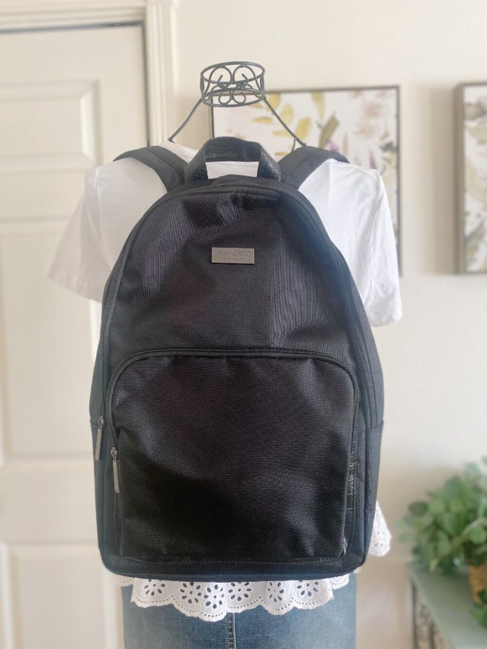 Jimmy Choo Parfums Black Women's Backpack - Minimalist Interior